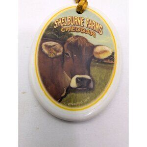 Shelburne Farms Cheddar Ceramic Ornament, Shelburn VT Cow By S Williams '06